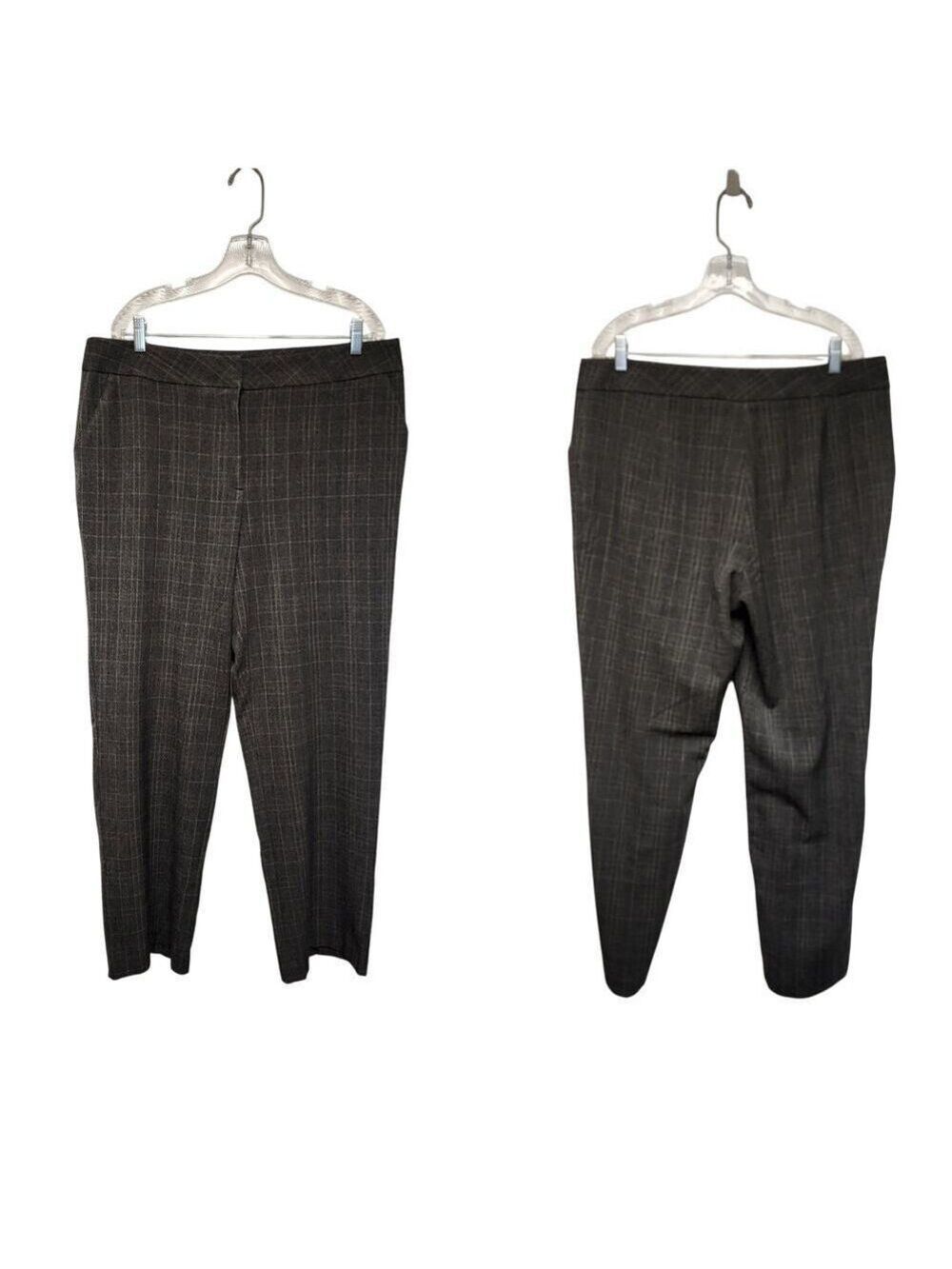 Investments Straight-Leg Plaid Dress Paid Size 16R Color Gray/Pink